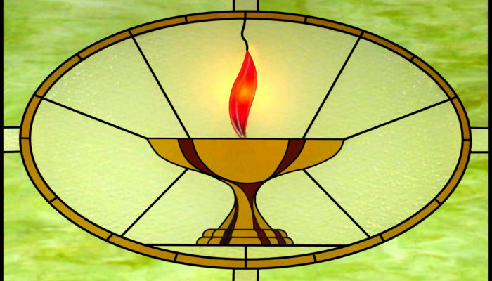 Thin framed stained glass chalice