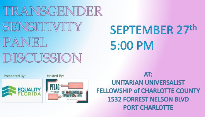 Transgender Sensitivity Panel Discussion Sept. 27 5:00 at UUFCC